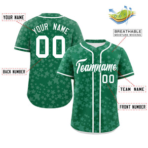 Custom Kelly Green White Personalized Star Graffiti Pattern Authentic Baseball Jersey