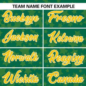 Custom Kelly Green Gold Personalized Star Graffiti Pattern Authentic Baseball Jersey