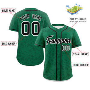 Custom Kelly Green Black Personalized Star Graffiti Pattern Authentic Baseball Jersey