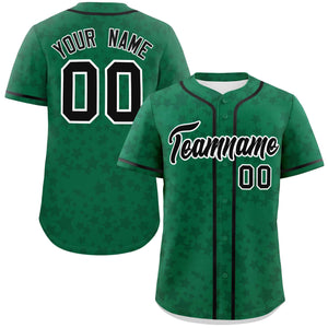 Custom Kelly Green Black Personalized Star Graffiti Pattern Authentic Baseball Jersey