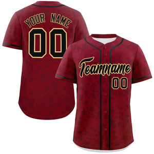 Custom Crimson Black Personalized Star Graffiti Pattern Authentic Baseball Jersey