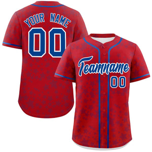 Custom Red Royal Personalized Star Graffiti Pattern Authentic Baseball Jersey