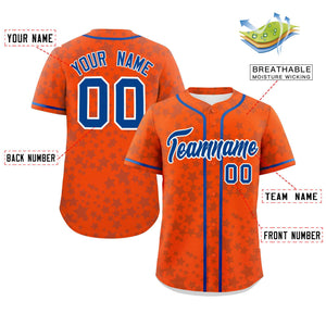 Custom Orange Royal Personalized Star Graffiti Pattern Authentic Baseball Jersey