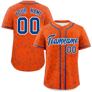 Custom Orange Royal Personalized Star Graffiti Pattern Authentic Baseball Jersey