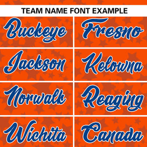 Custom Orange Royal Personalized Star Graffiti Pattern Authentic Baseball Jersey