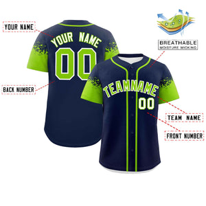 Custom Navy Neon Green Personalized Raglan Sleeves Design Authentic Baseball Jersey