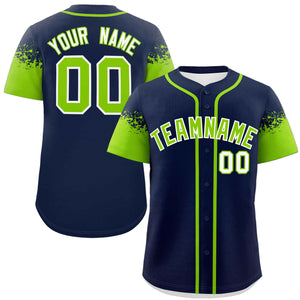 Custom Navy Neon Green Personalized Raglan Sleeves Design Authentic Baseball Jersey