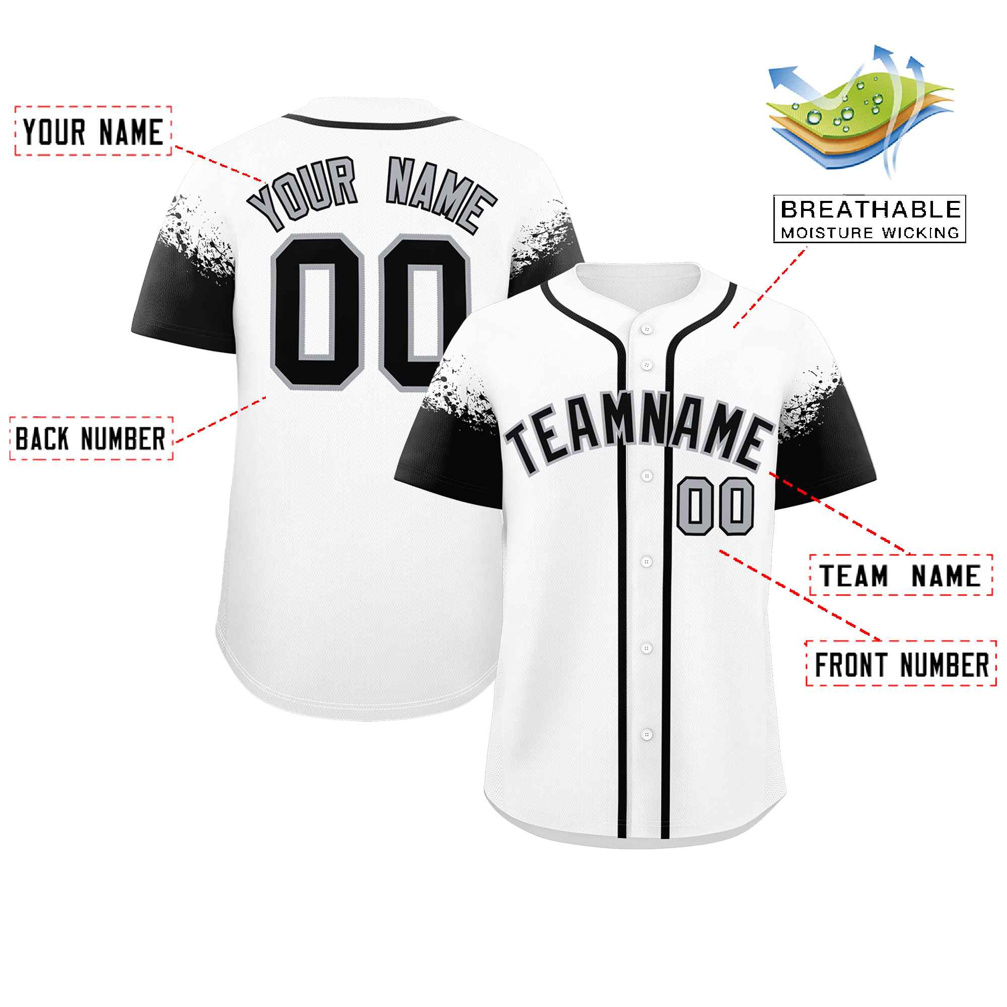 Custom White Black Personalized Raglan Sleeves Design Authentic Baseball Jersey