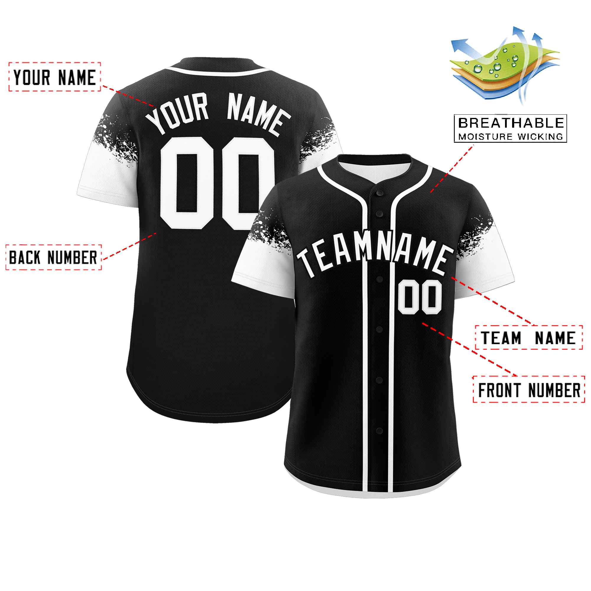 Custom Black White Personalized Raglan Sleeves Design Authentic Baseball Jersey