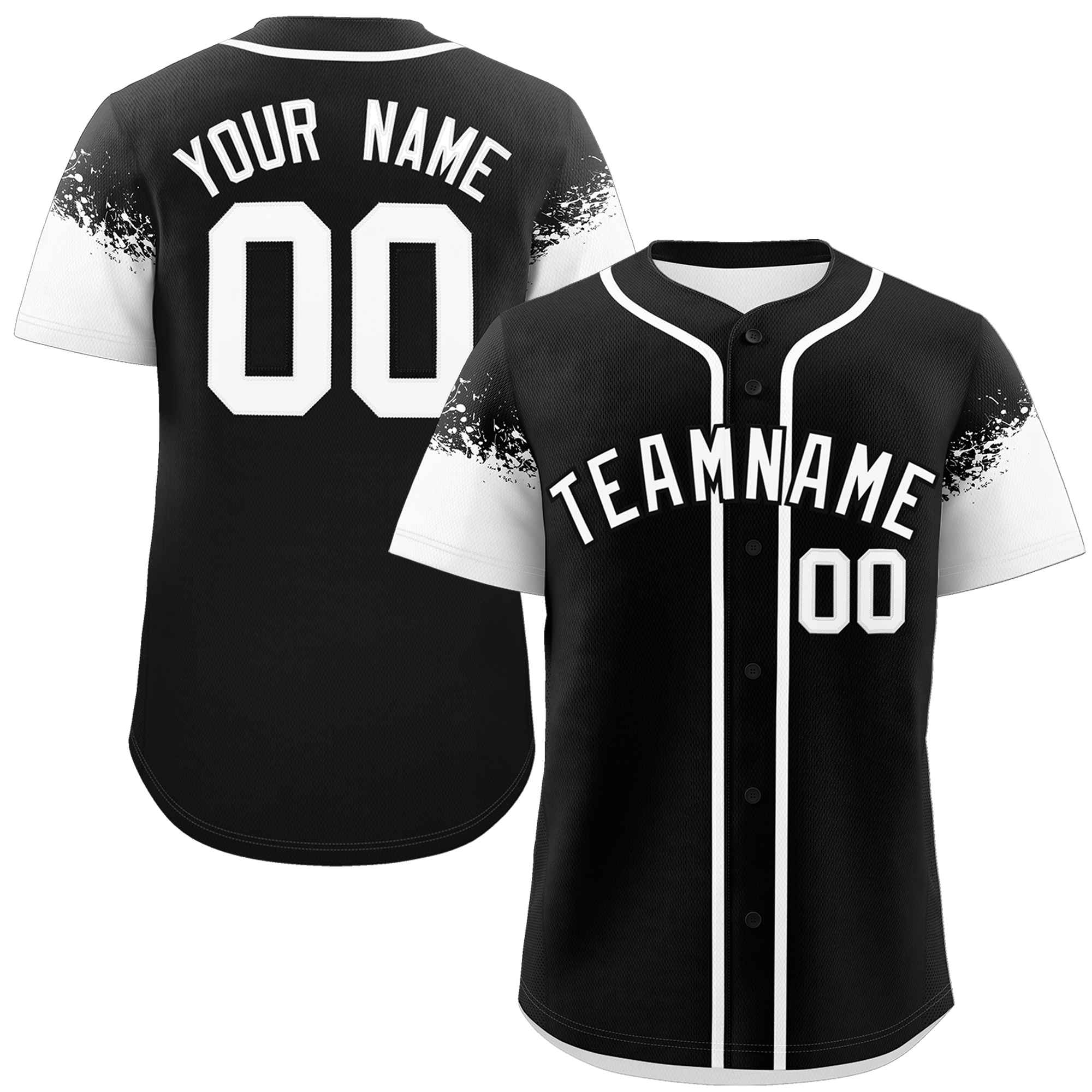 Custom Black White Personalized Raglan Sleeves Design Authentic Baseball Jersey