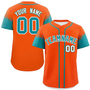 Custom Orange Aqua Personalized Raglan Sleeves Design Authentic Baseball Jersey