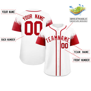 Custom White Red Personalized Raglan Sleeves Design Authentic Baseball Jersey