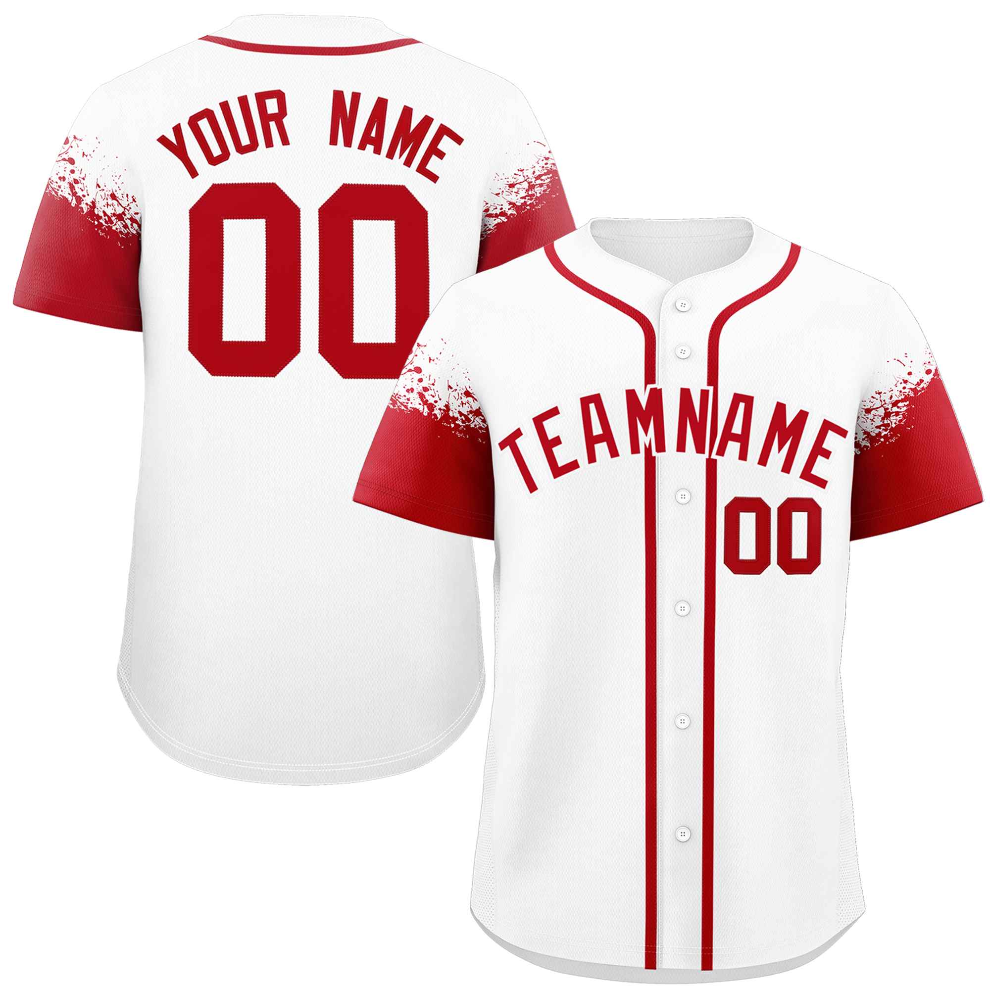 Custom White Red Personalized Raglan Sleeves Design Authentic Baseball Jersey