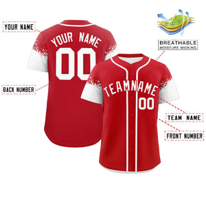 Custom Red White Personalized Raglan Sleeves Design Authentic Baseball Jersey