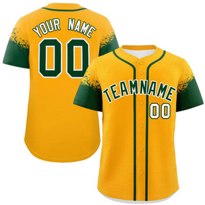 Custom Yellow Green Personalized Raglan Sleeves Design Authentic Baseball Jersey