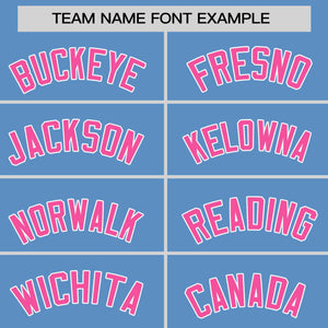 Custom Light Blue Pink Personalized Raglan Sleeves Design Authentic Baseball Jersey