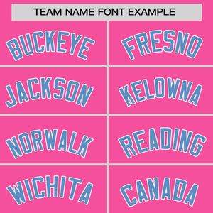 Custom Pink Light Blue Personalized Raglan Sleeves Design Authentic Baseball Jersey