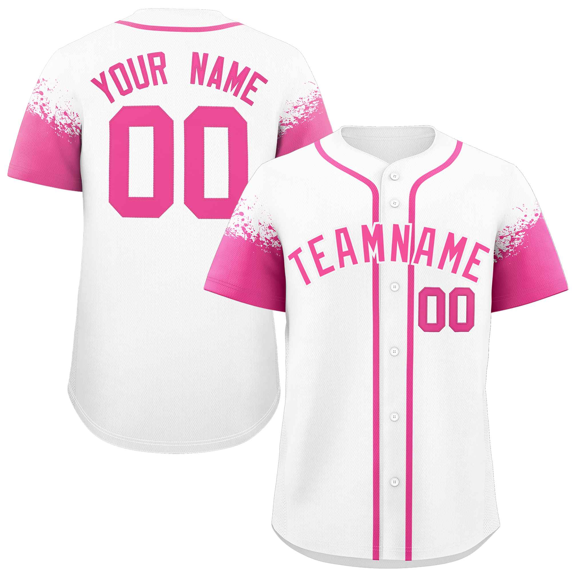 Custom White Pink Personalized Raglan Sleeves Design Authentic Baseball Jersey