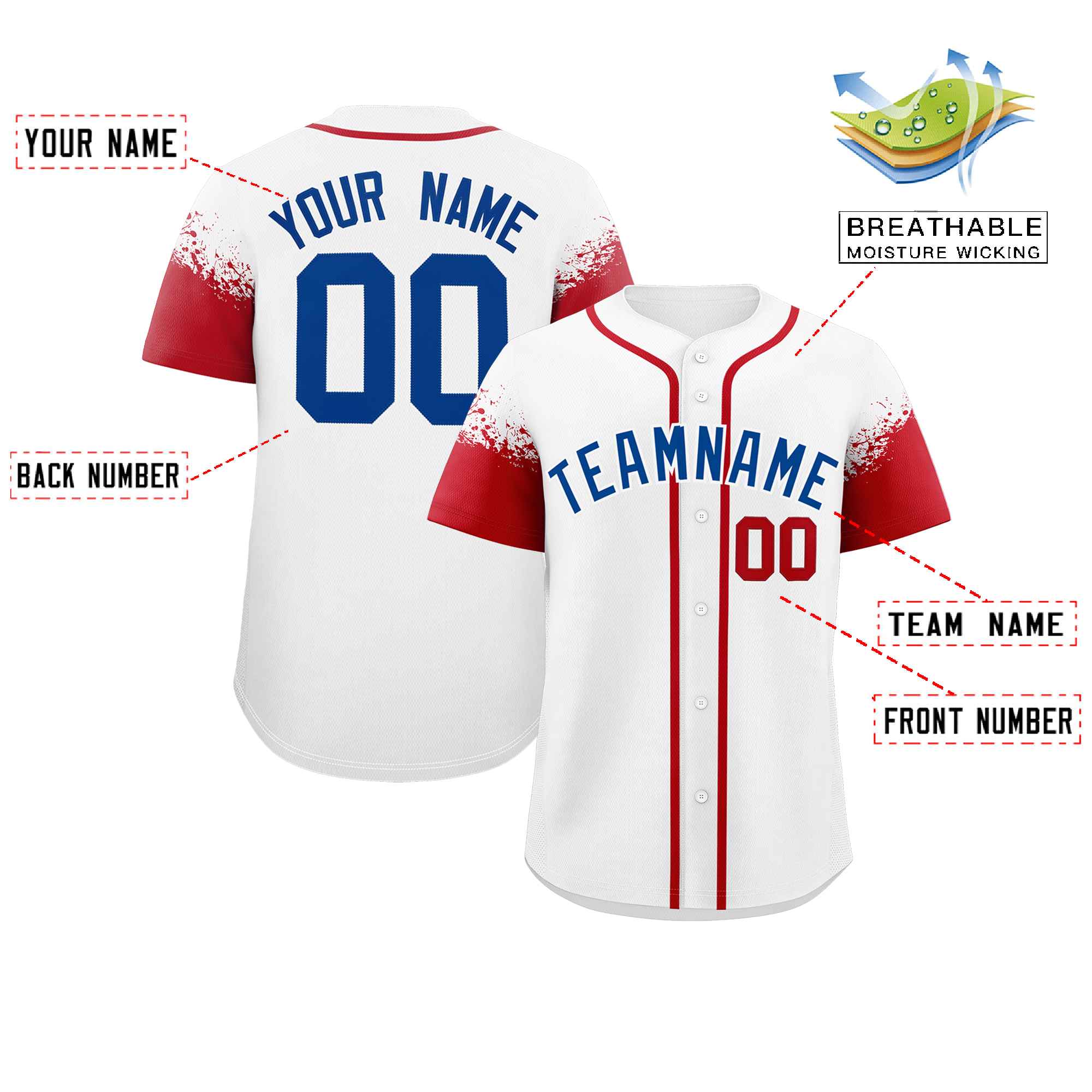 Custom White Red Personalized Raglan Sleeves Design Authentic Baseball Jersey