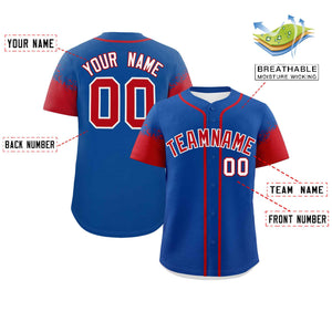 Custom Royal Red Personalized Raglan Sleeves Design Authentic Baseball Jersey