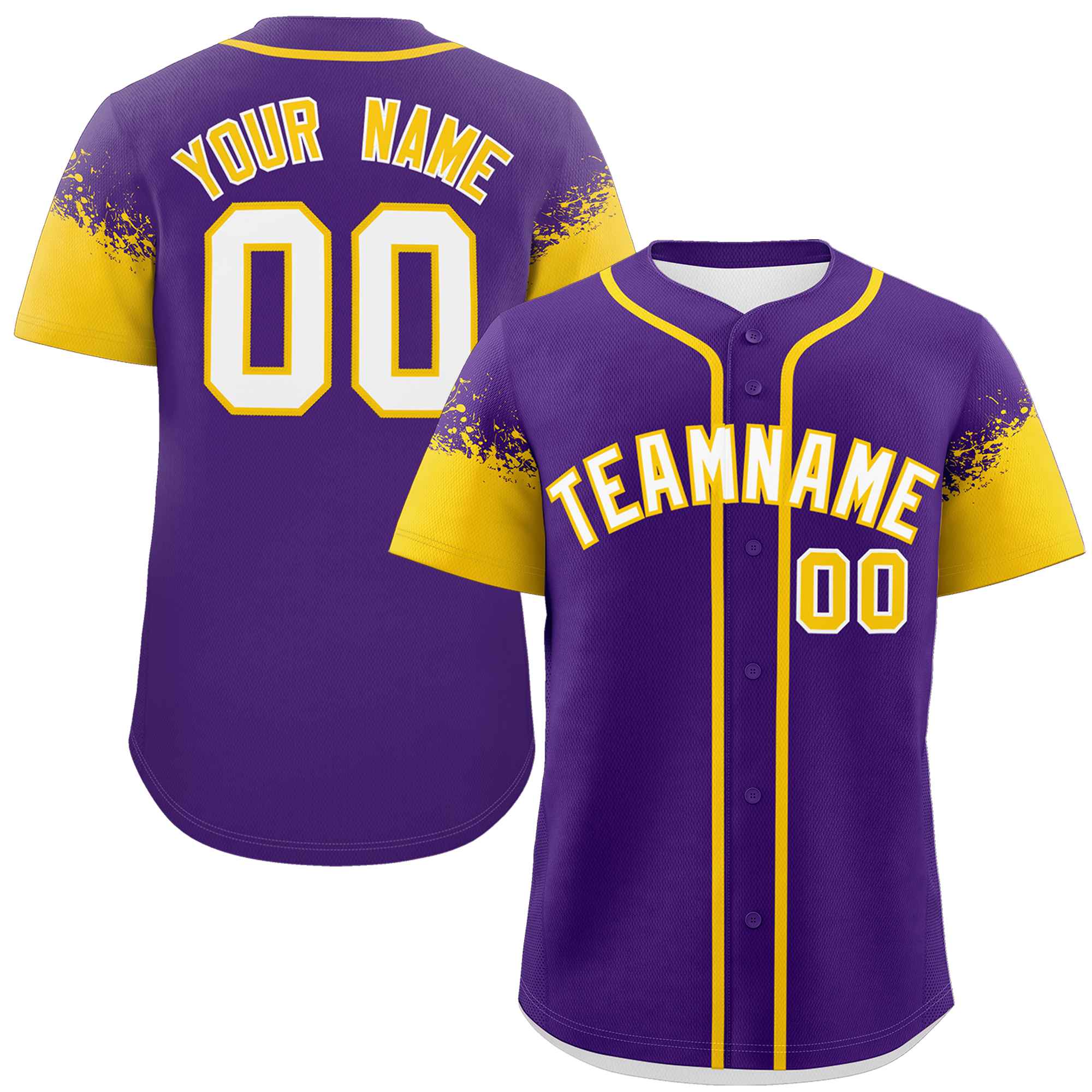 Custom Purple Gold Personalized Raglan Sleeves Design Authentic Baseball Jersey