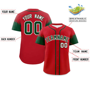 Custom Red Green Personalized Raglan Sleeves Design Authentic Baseball Jersey