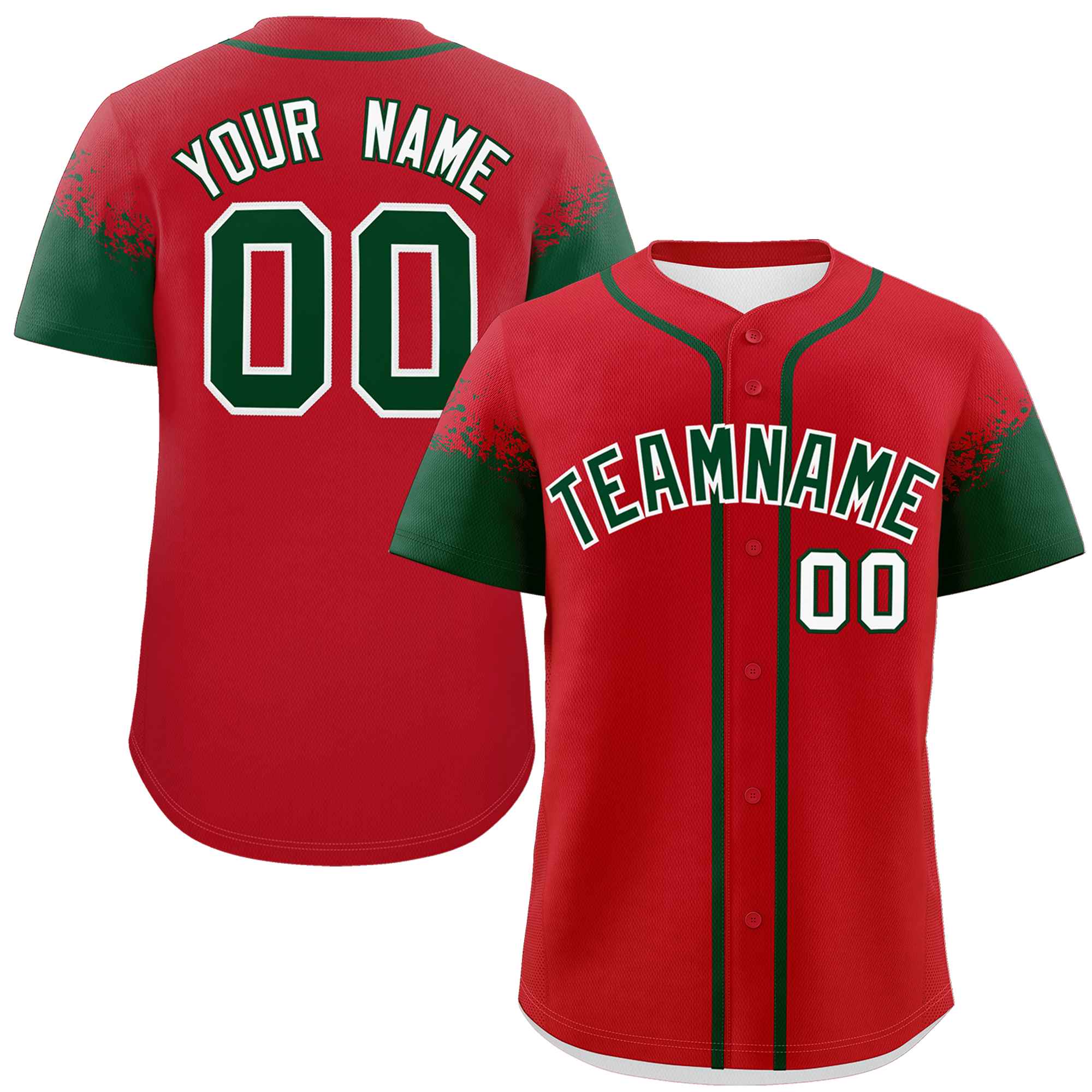 Custom Red Green Personalized Raglan Sleeves Design Authentic Baseball Jersey