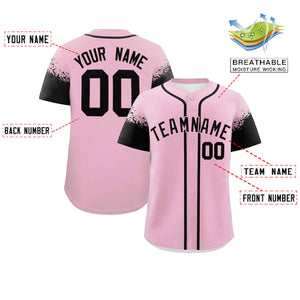 Custom Light Pink Black Personalized Raglan Sleeves Design Authentic Baseball Jersey