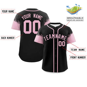 Custom Black Light Pink Personalized Raglan Sleeves Design Authentic Baseball Jersey