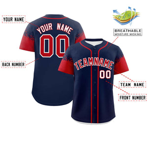 Custom Navy Red Personalized Raglan Sleeves Design Authentic Baseball Jersey