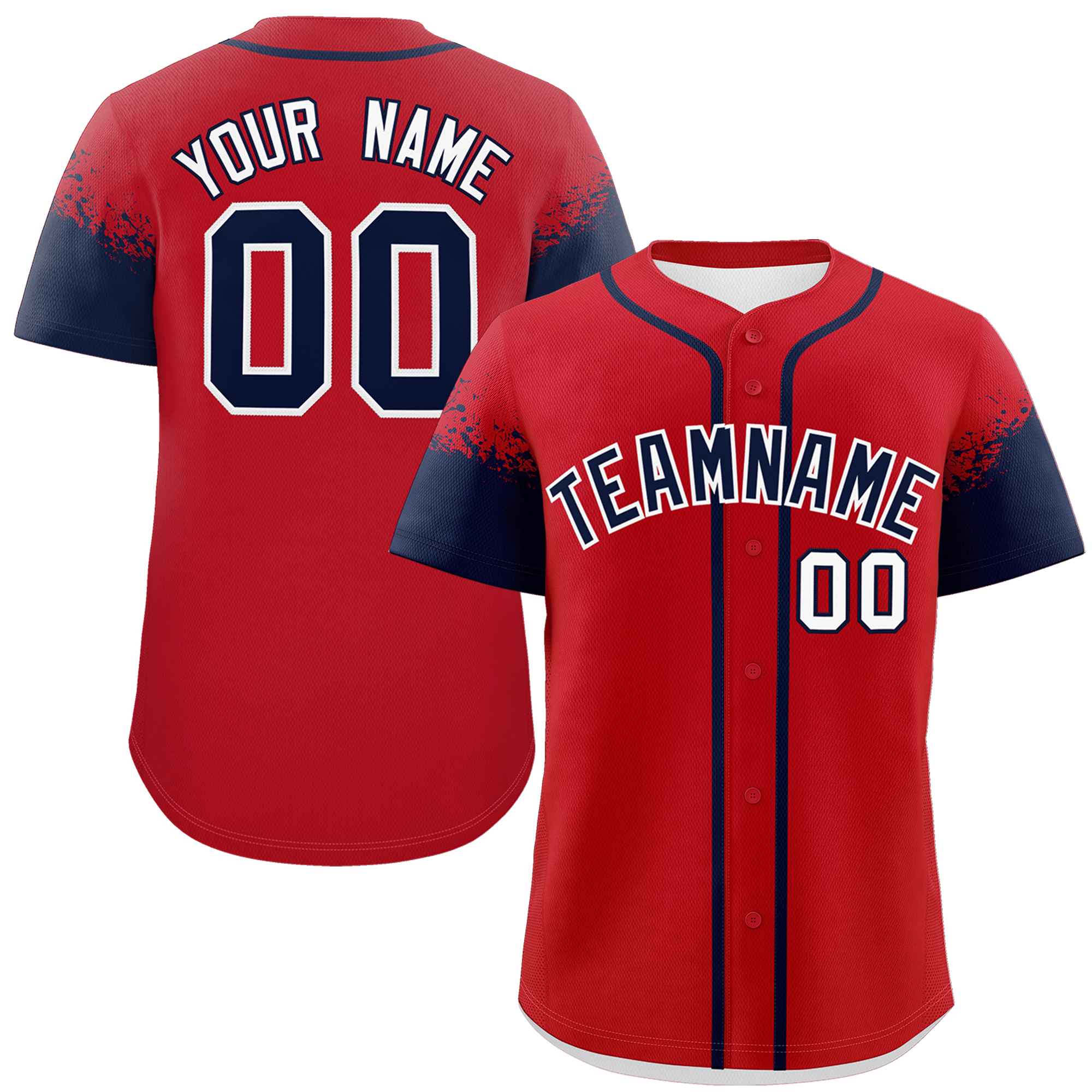 Custom Red Navy Personalized Raglan Sleeves Design Authentic Baseball Jersey