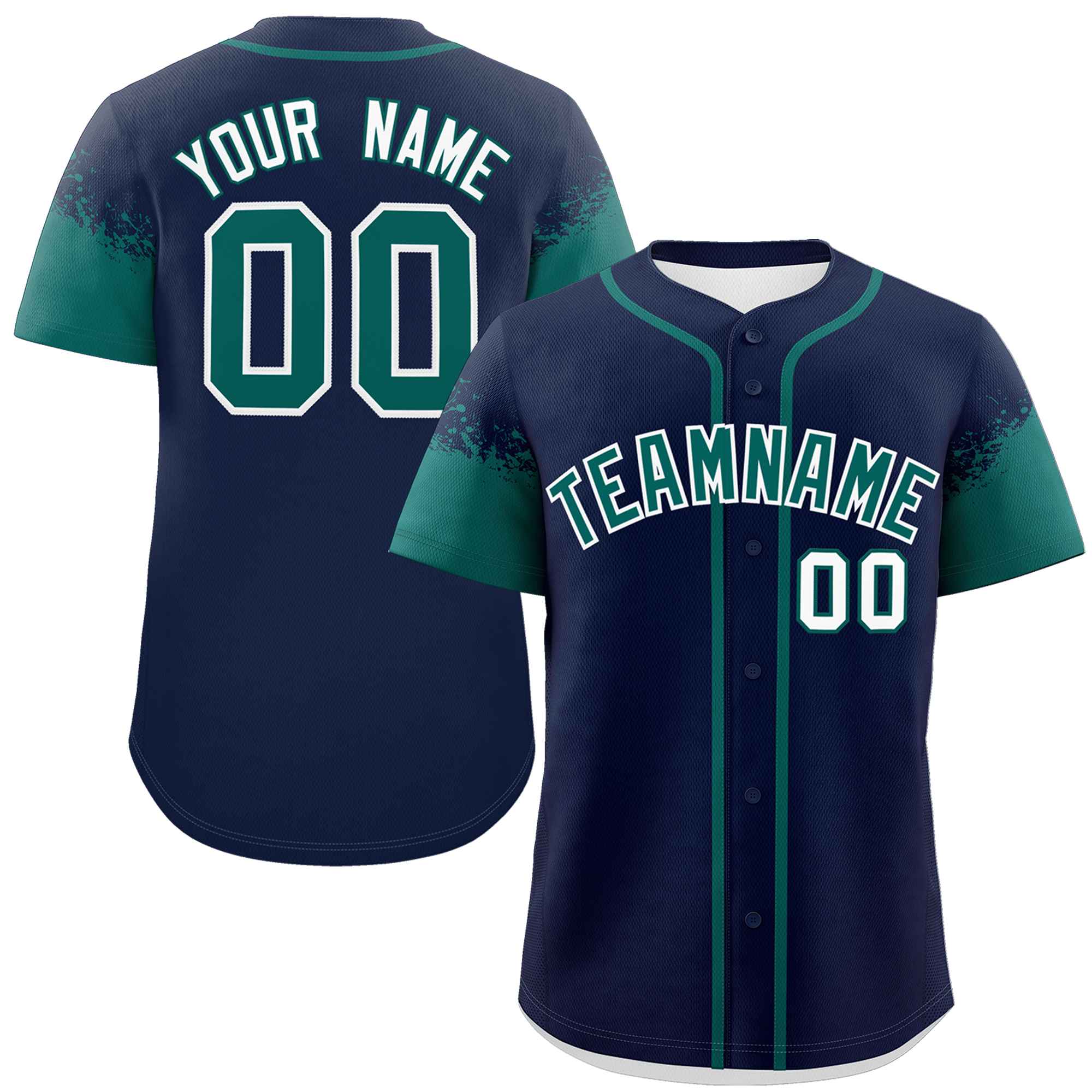 Custom Navy Aqua Personalized Raglan Sleeves Design Authentic Baseball Jersey