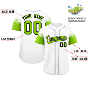 Custom White Neon Green Personalized Raglan Sleeves Design Authentic Baseball Jersey