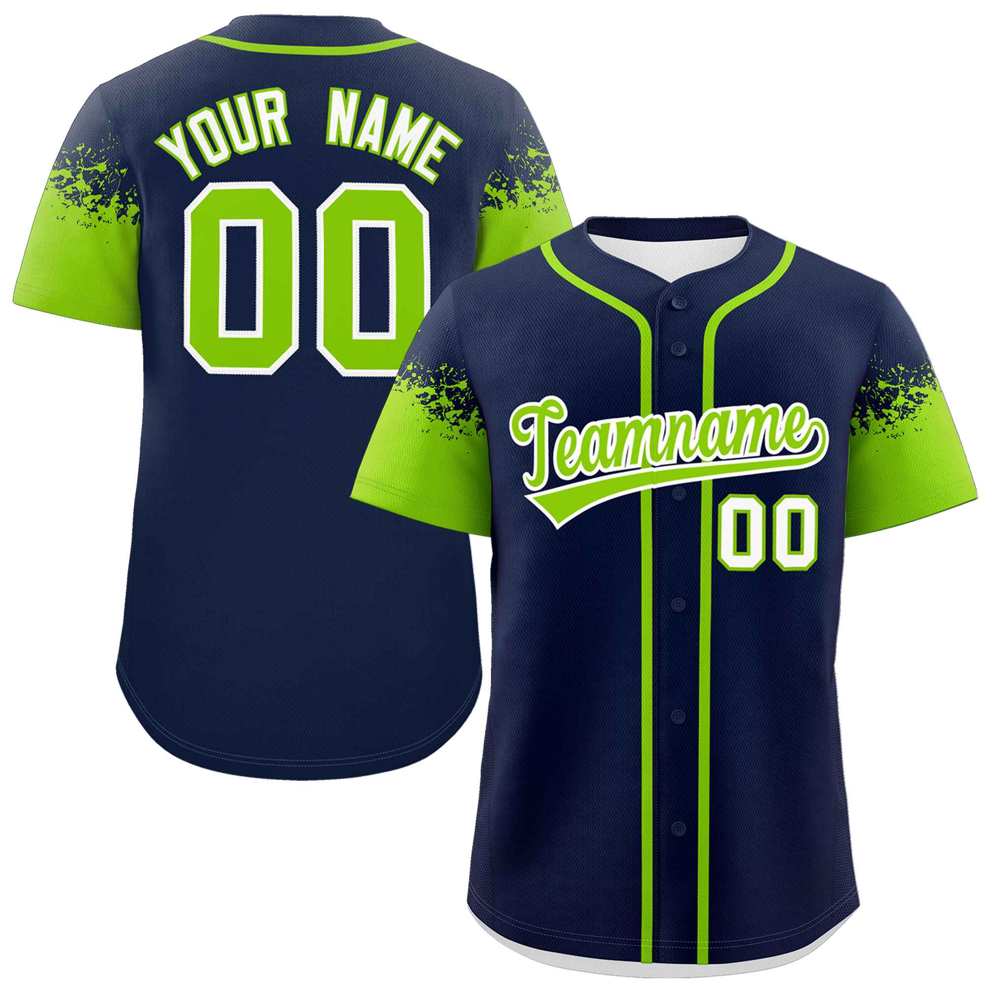 Custom Navy Neon Green Personalized Raglan Sleeves Design Authentic Baseball Jersey