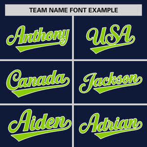 Custom Navy Neon Green Personalized Raglan Sleeves Design Authentic Baseball Jersey