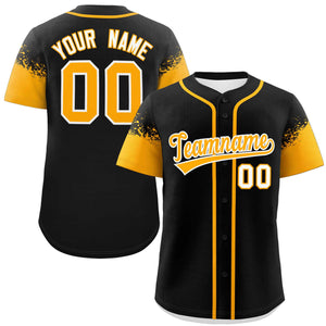 Custom Black Yellow Personalized Raglan Sleeves Design Authentic Baseball Jersey