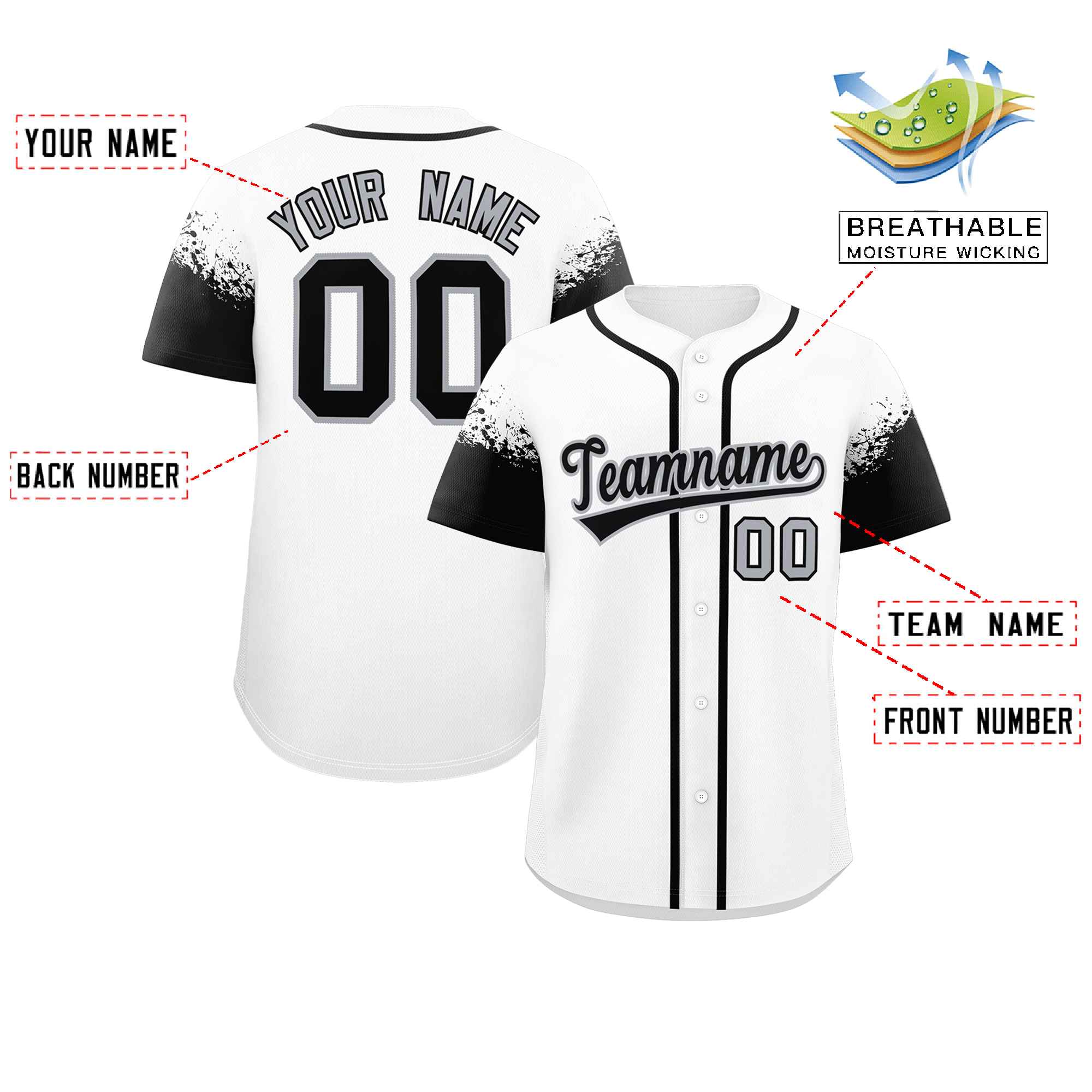 Custom White Black Personalized Raglan Sleeves Design Authentic Baseball Jersey