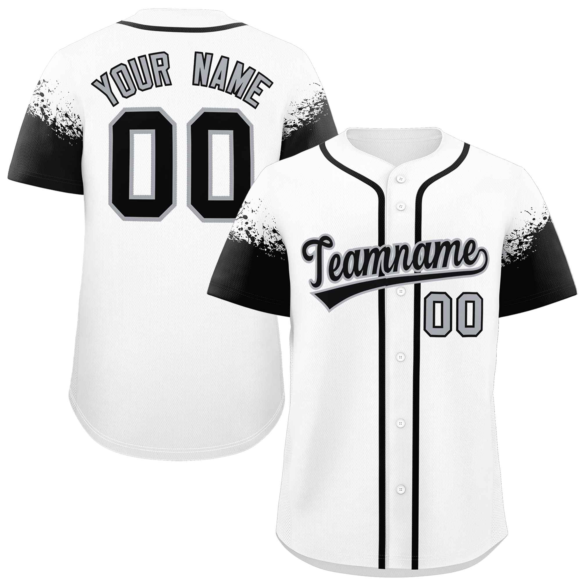 Custom White Black Personalized Raglan Sleeves Design Authentic Baseball Jersey