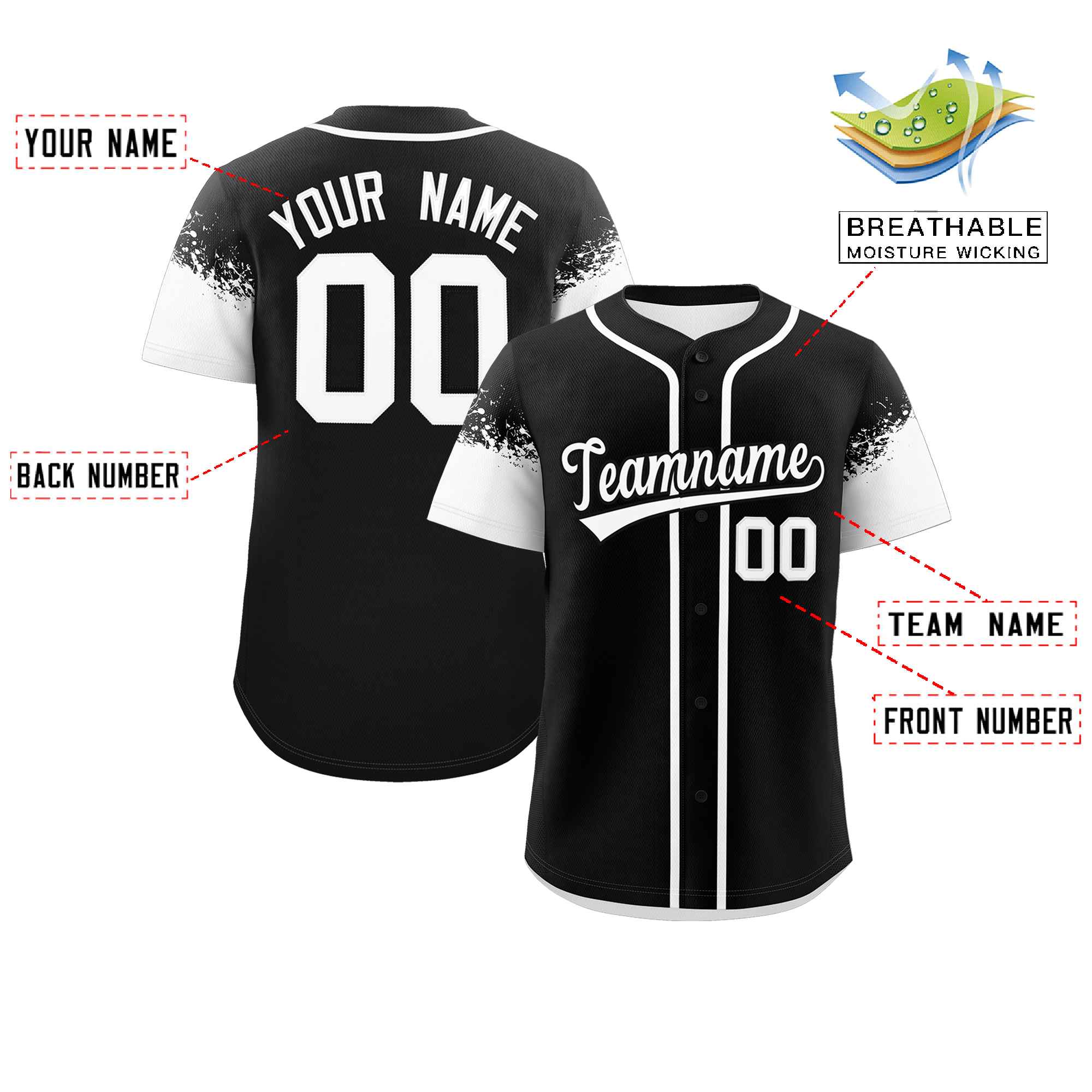 Custom Black White Personalized Raglan Sleeves Design Authentic Baseball Jersey