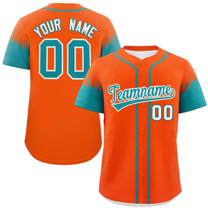 Custom Orange Aqua Personalized Raglan Sleeves Design Authentic Baseball Jersey