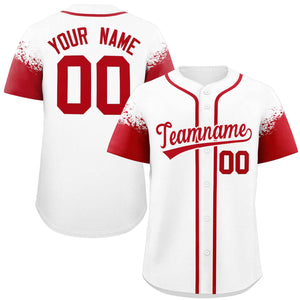 Custom White Red Personalized Raglan Sleeves Design Authentic Baseball Jersey