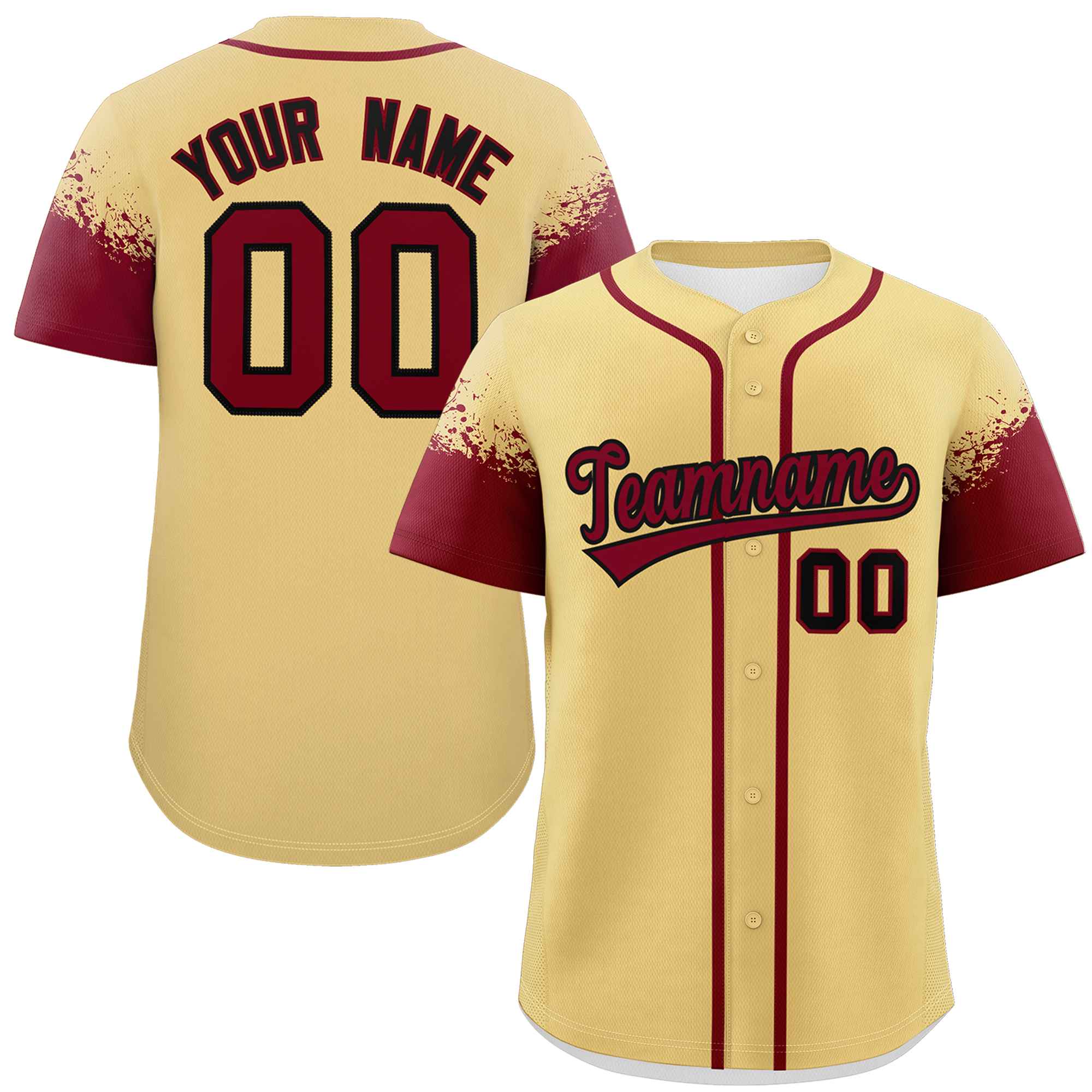 Custom Khaki Crimson Personalized Raglan Sleeves Design Authentic Baseball Jersey