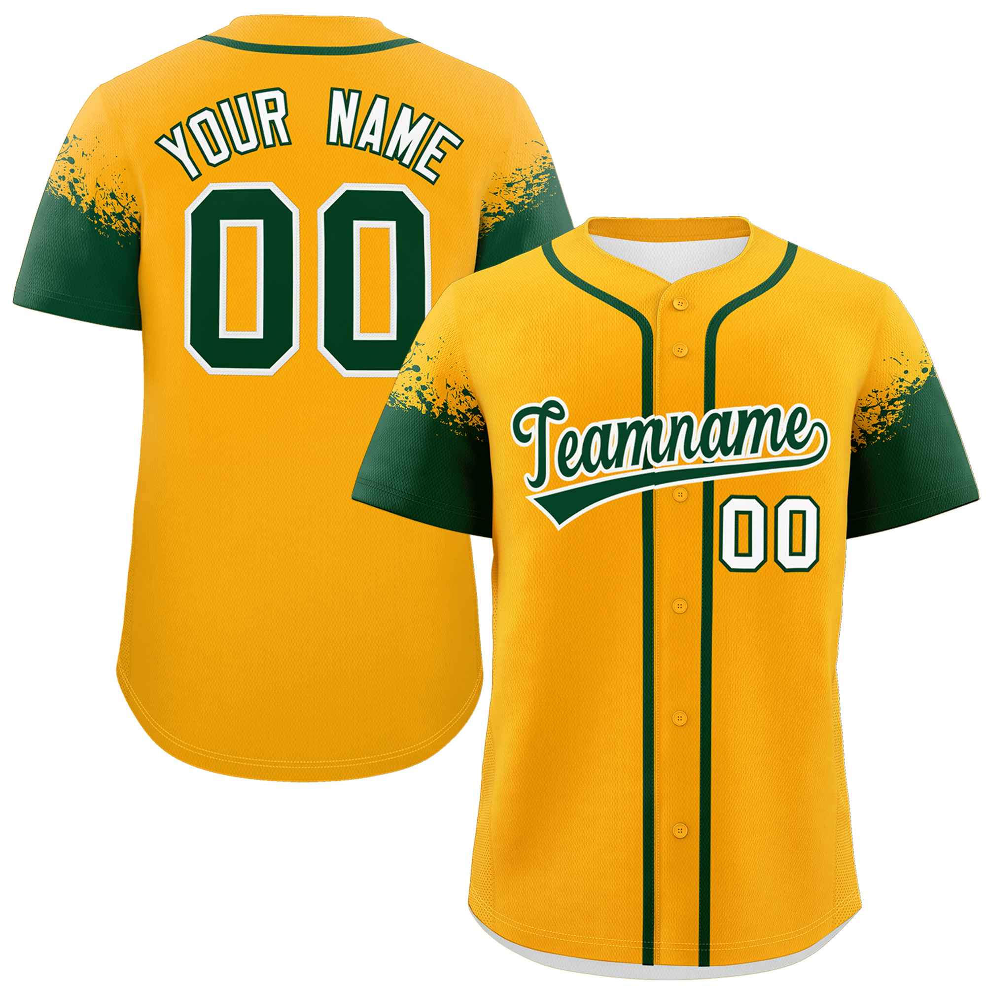 Custom Yellow Green Personalized Raglan Sleeves Design Authentic Baseball Jersey