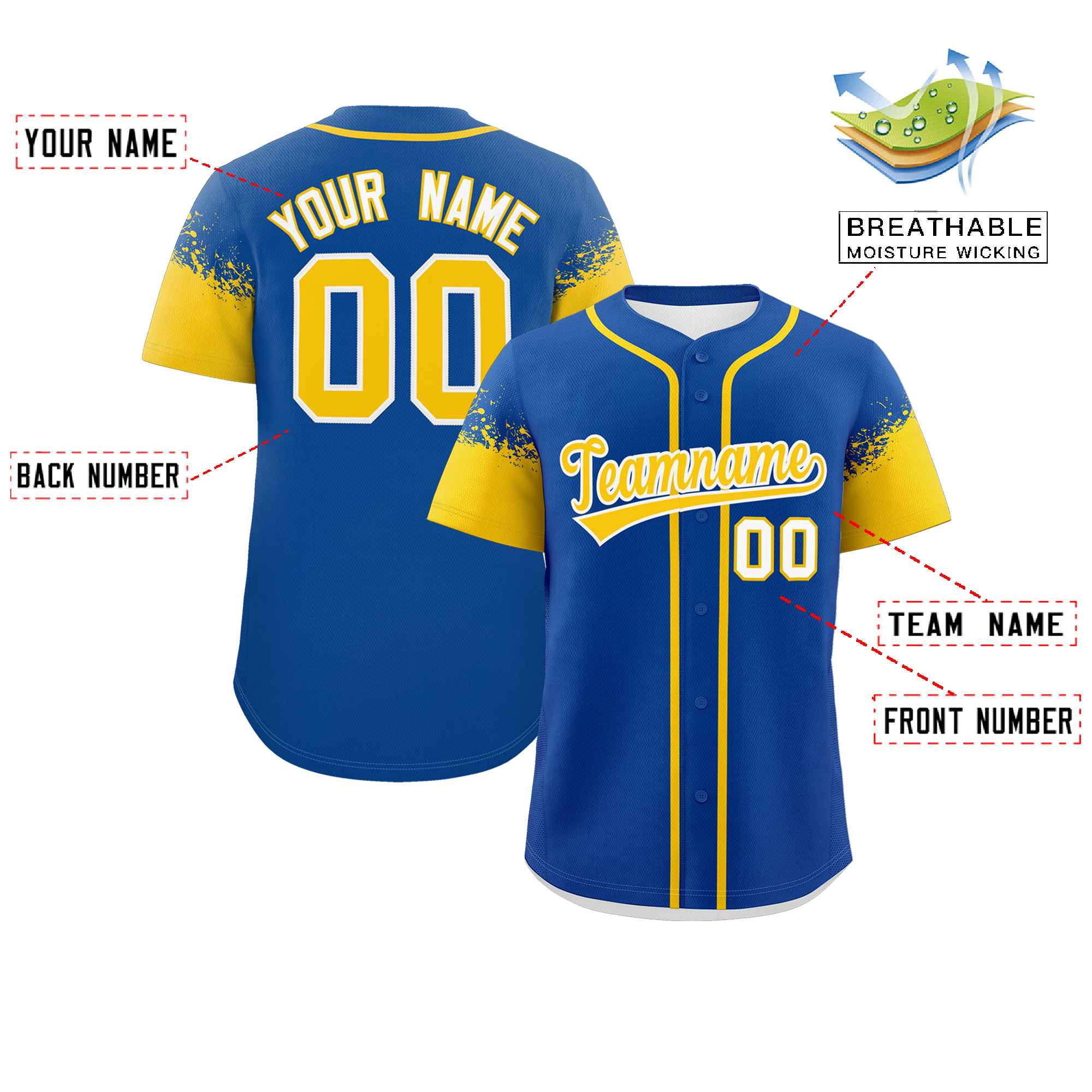 Custom Royal Gold Personalized Raglan Sleeves Design Authentic Baseball Jersey