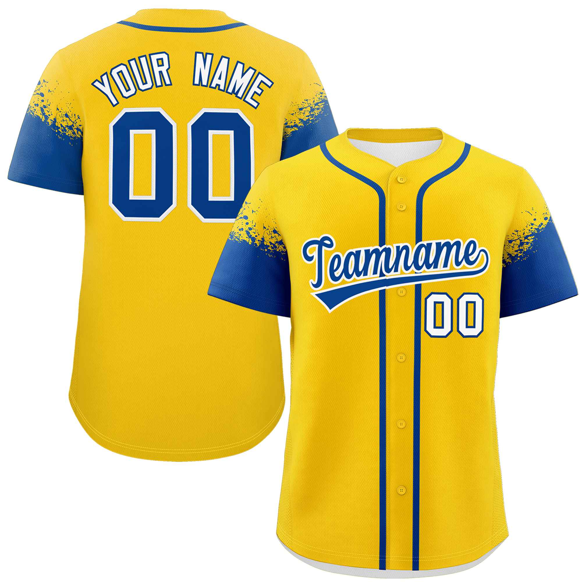 Custom Gold Royal Personalized Raglan Sleeves Design Authentic Baseball Jersey