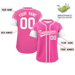 Custom Pink White Personalized Raglan Sleeves Design Authentic Baseball Jersey