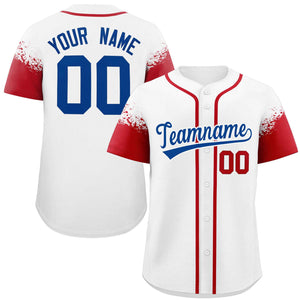 Custom White Red Personalized Raglan Sleeves Design Authentic Baseball Jersey