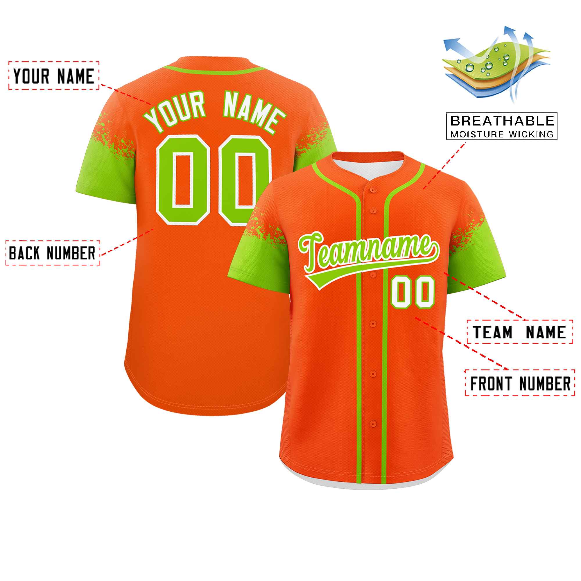 Custom Orange Neon Green Personalized Raglan Sleeves Design Authentic Baseball Jersey