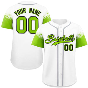 Custom White Neon Green Personalized Raglan Sleeves Design Authentic Baseball Jersey