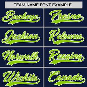 Custom Navy Neon Green Personalized Raglan Sleeves Design Authentic Baseball Jersey